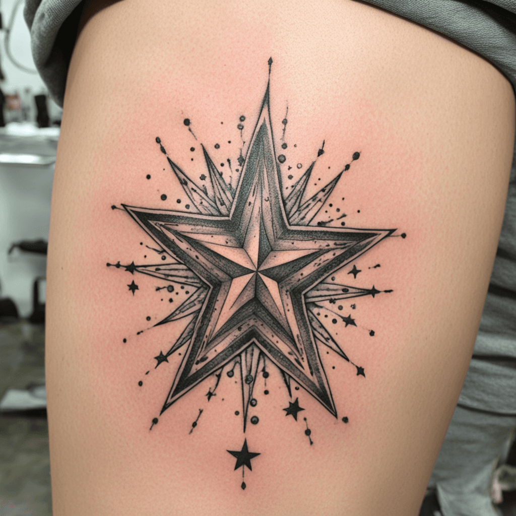 A fresh ink star tattoo