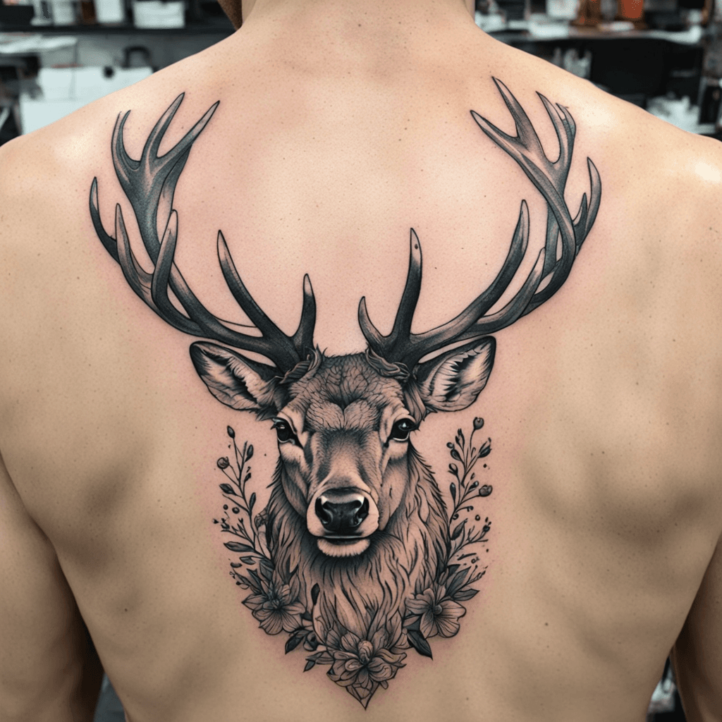 A fresh ink stag tattoo